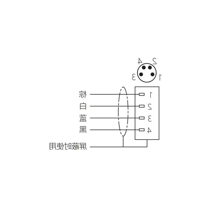 M8 4Pin, male head 90°, single-end precast cable, welding slag resistant PUR material, orange sheath, 63T581-XXX